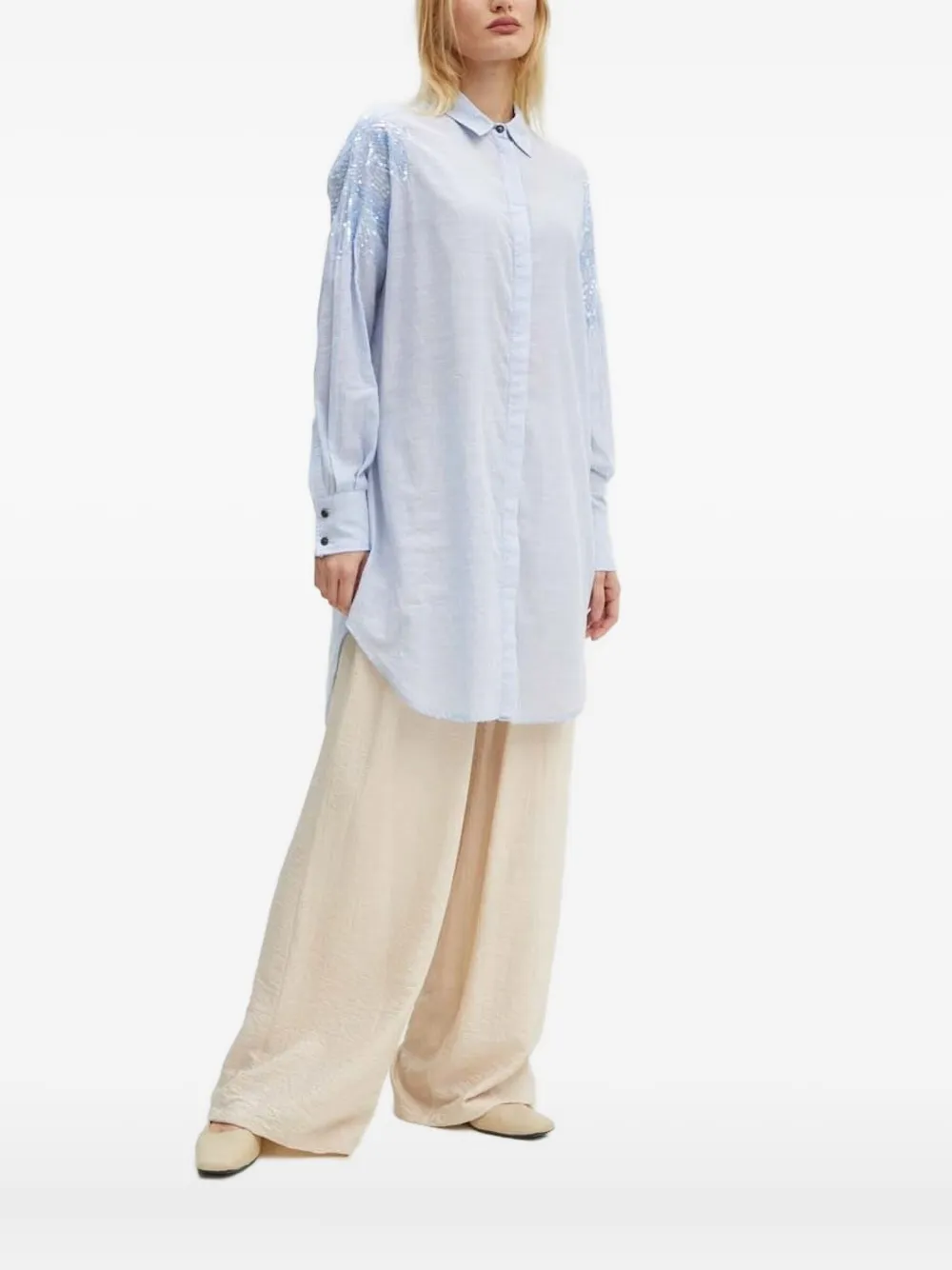 Bruuns Bazaar Sequin-embellished Shirt Dress In Blue