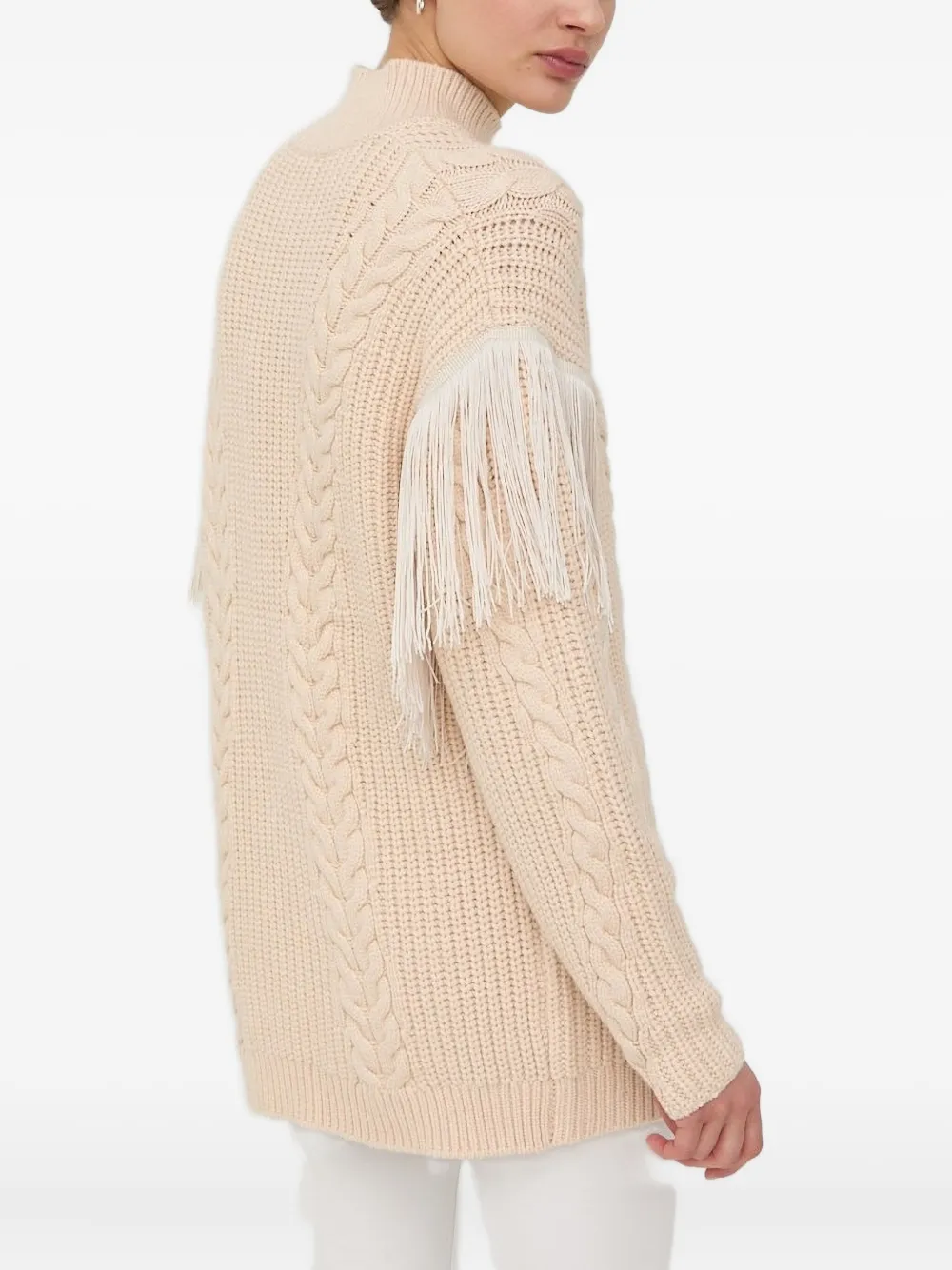 Bruuns Bazaar Cable-knit Fringe Sweater In Neutral