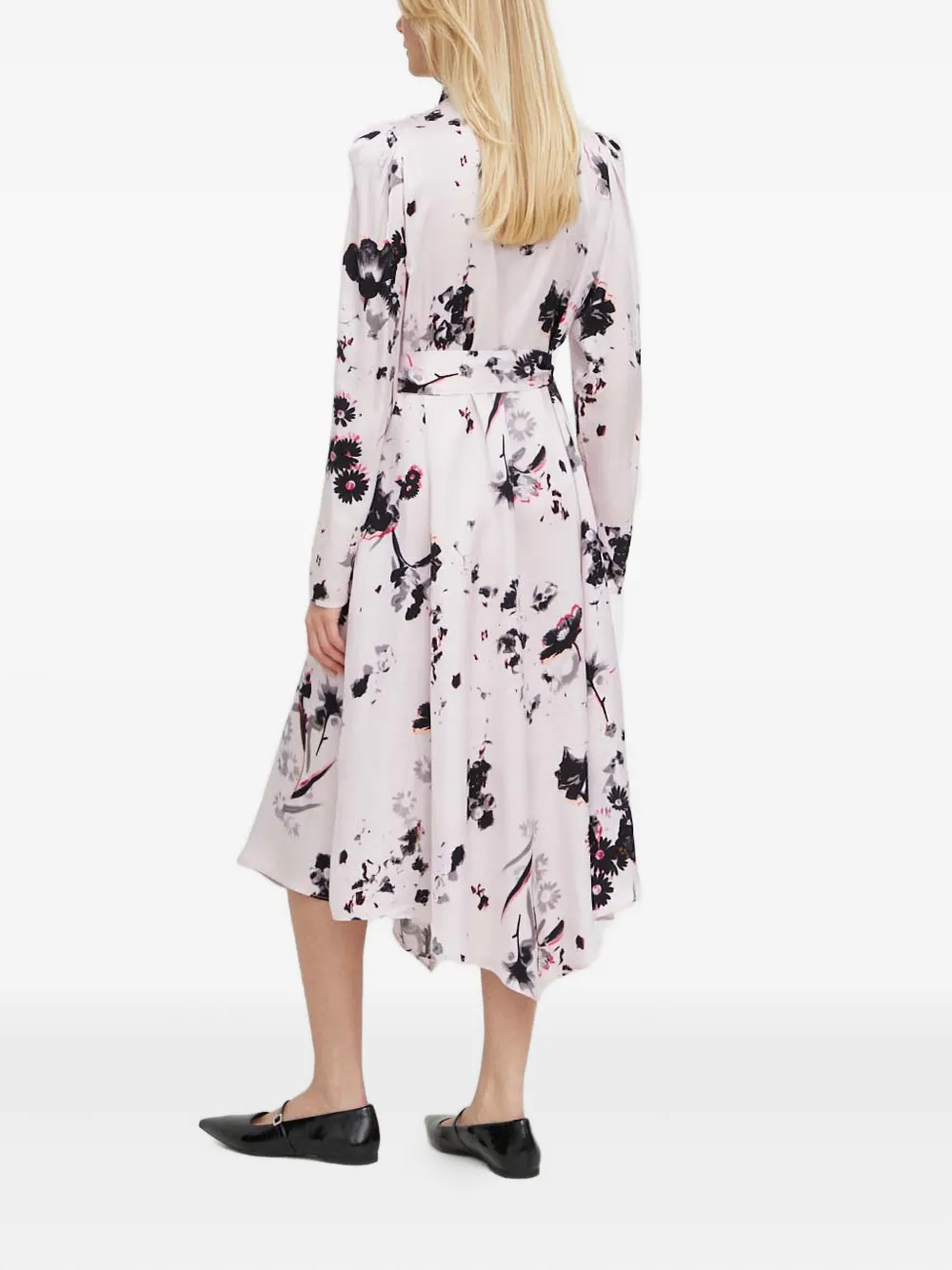 Bruuns Bazaar Midi-jurk met bloemenprint en strikhals Roze