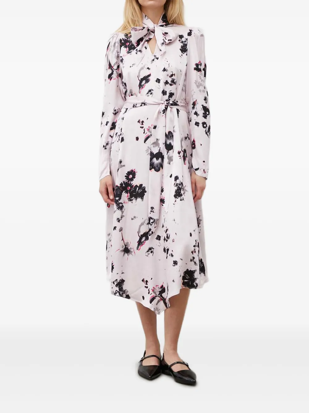 Bruuns Bazaar bow-neck floral midi dress | Pink | Image 1