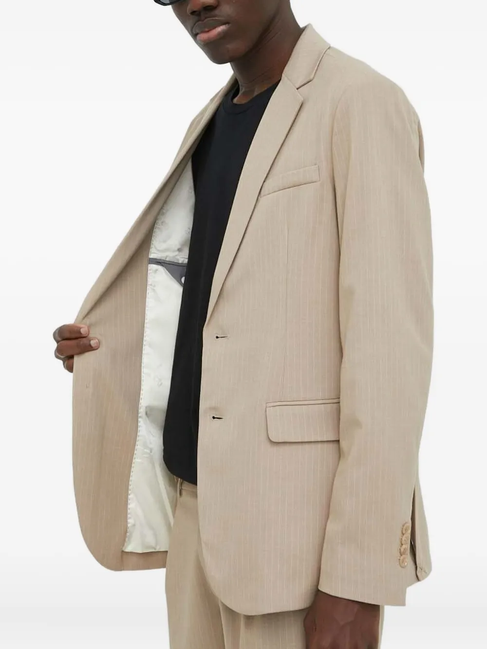 Bruuns Bazaar pinstripe single-breasted blazer - Beige