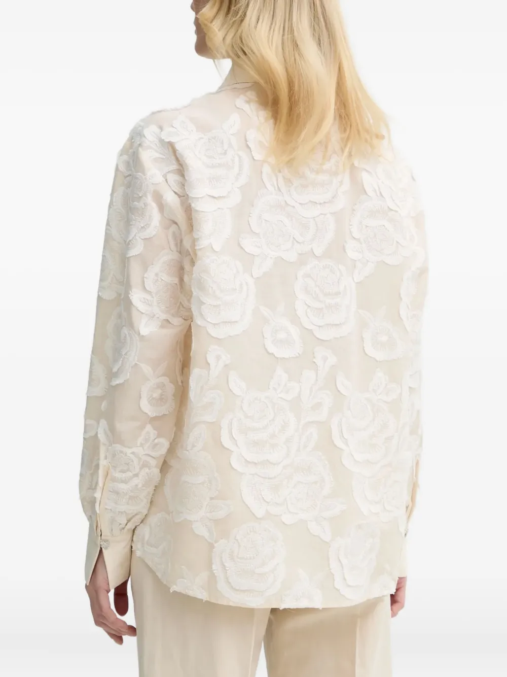 Bruuns Bazaar Blouse met geborduurde bloemen - Beige