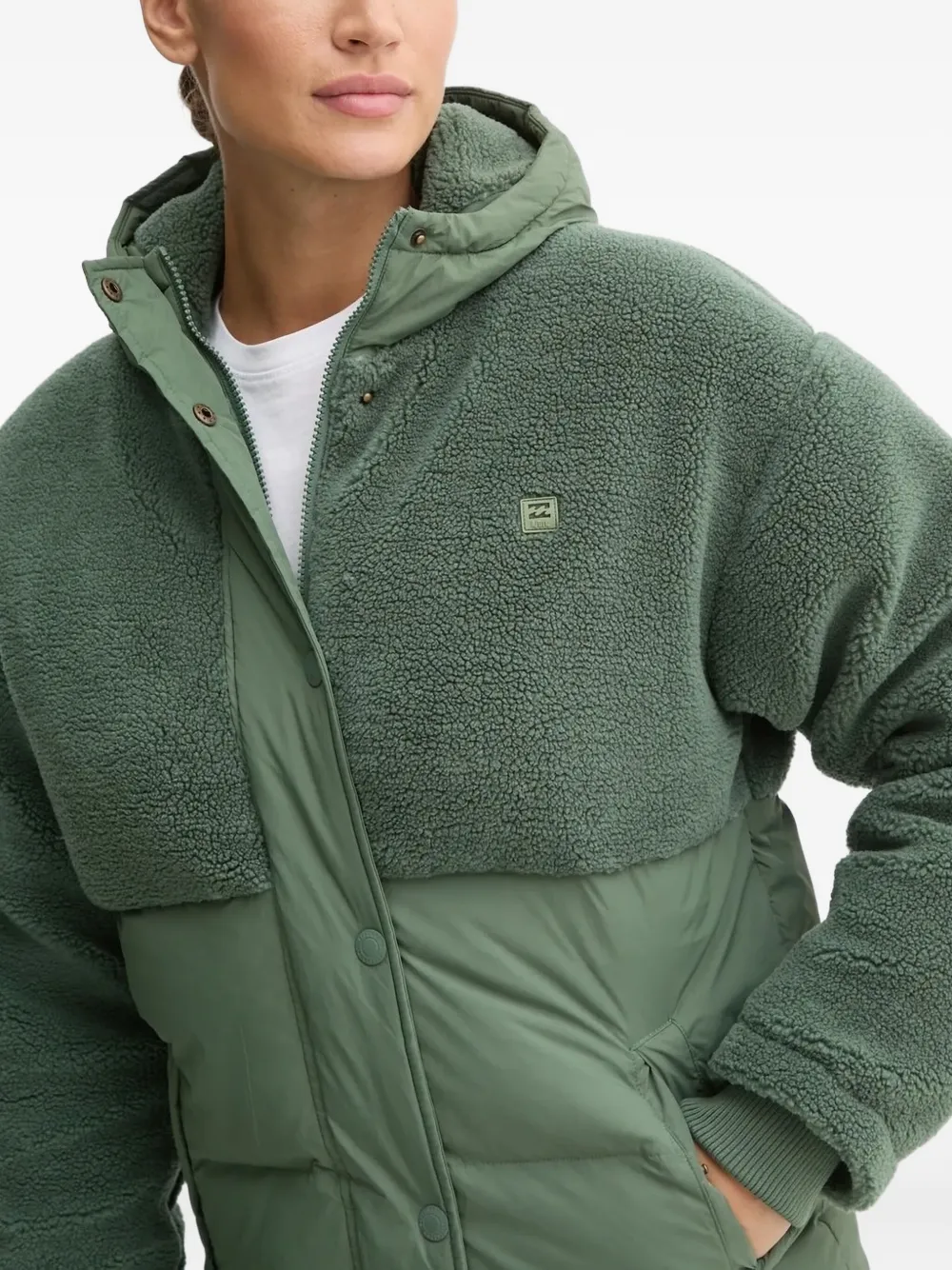 Billabong Donsjack met fleece vlakken Groen