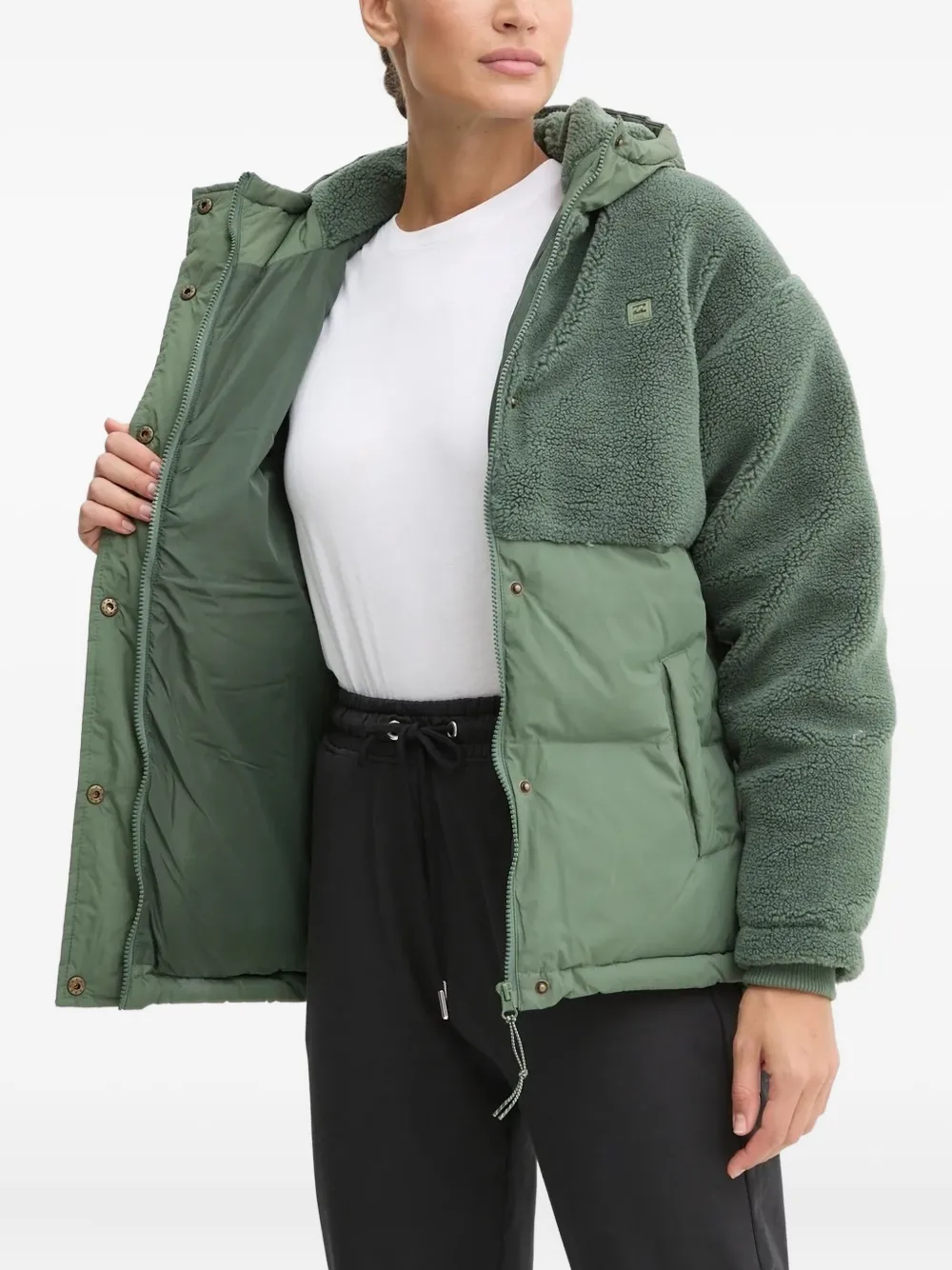 Billabong Donsjack met fleece vlakken Groen