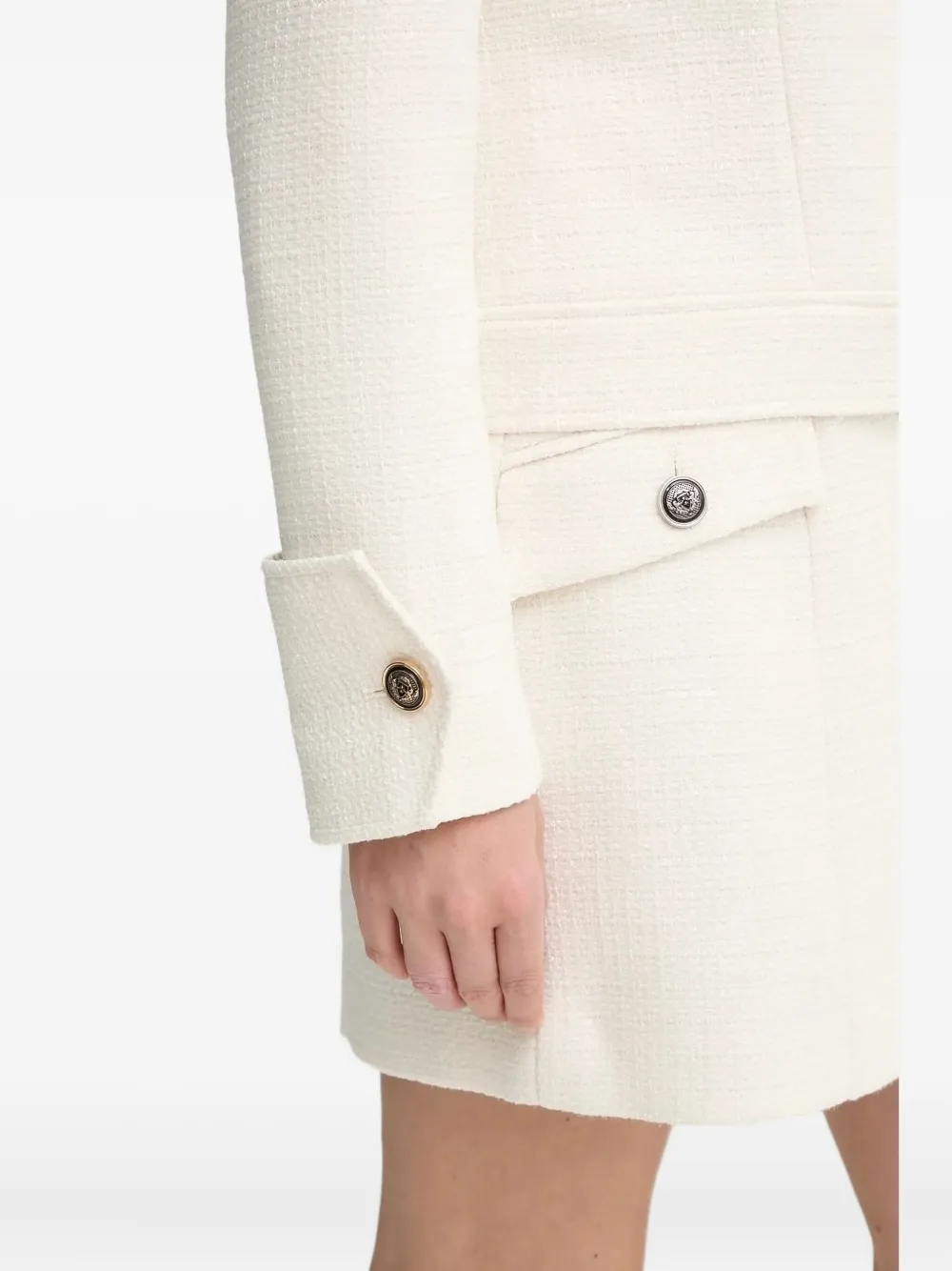 Bruuns Bazaar Tweed Zip-front Jacket In White