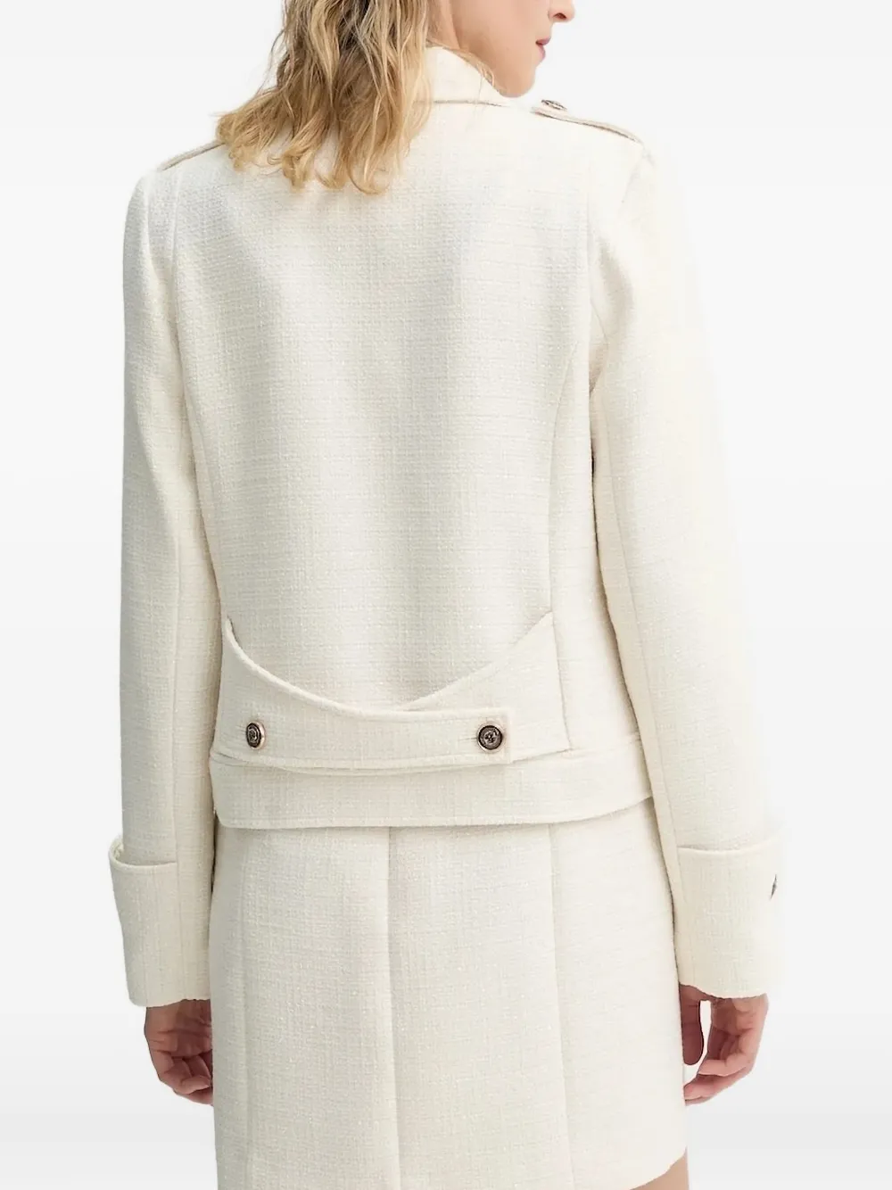 Bruuns Bazaar Tweed Zip-front Jacket In White