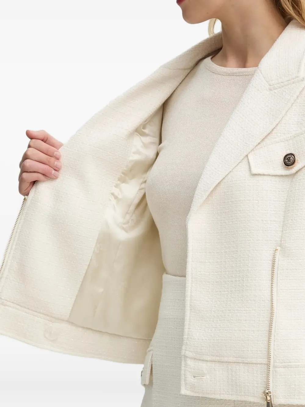 Bruuns Bazaar Tweed Zip-front Jacket In White