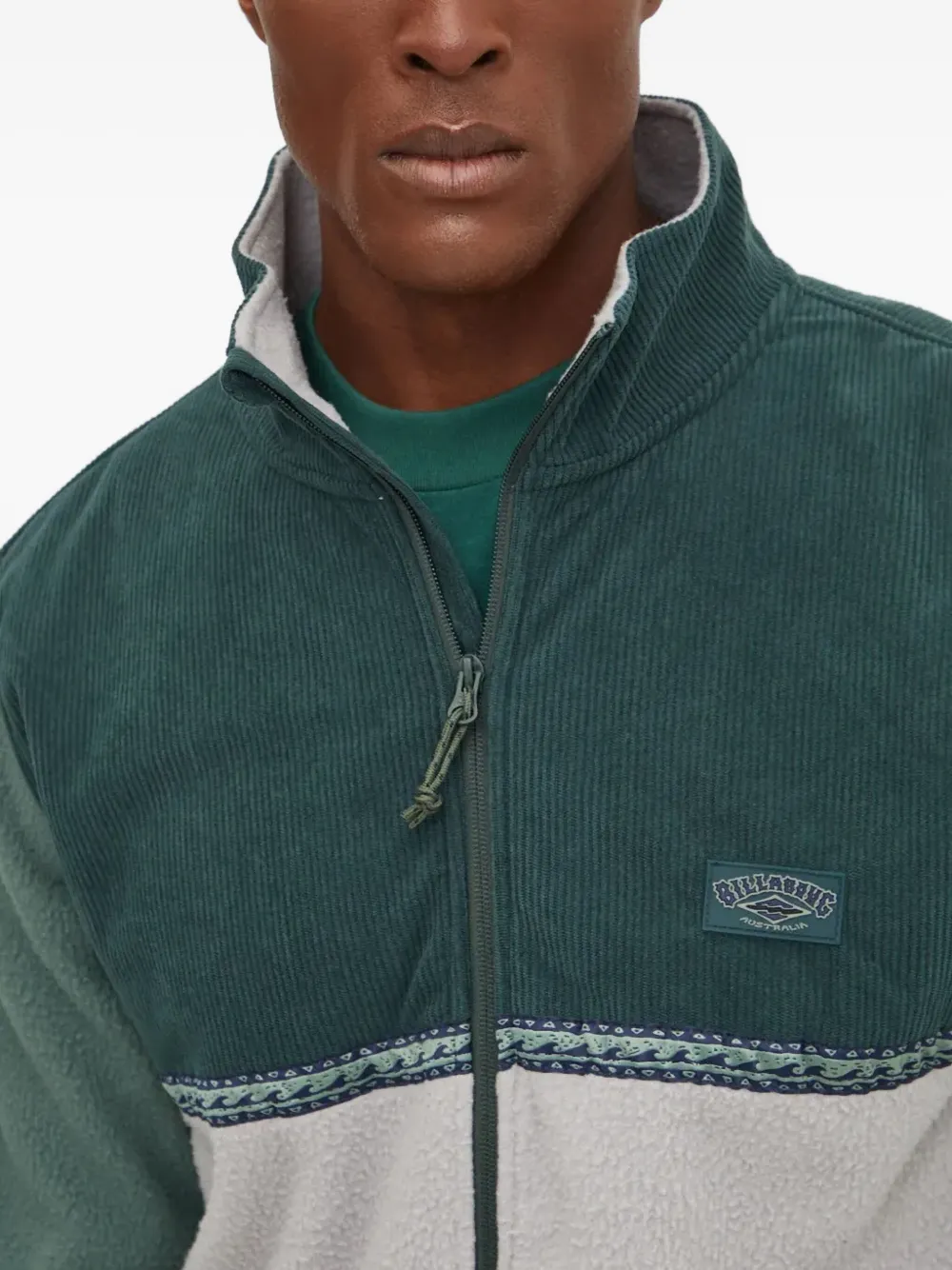 Billabong Panelled Zip-up Sweater In White