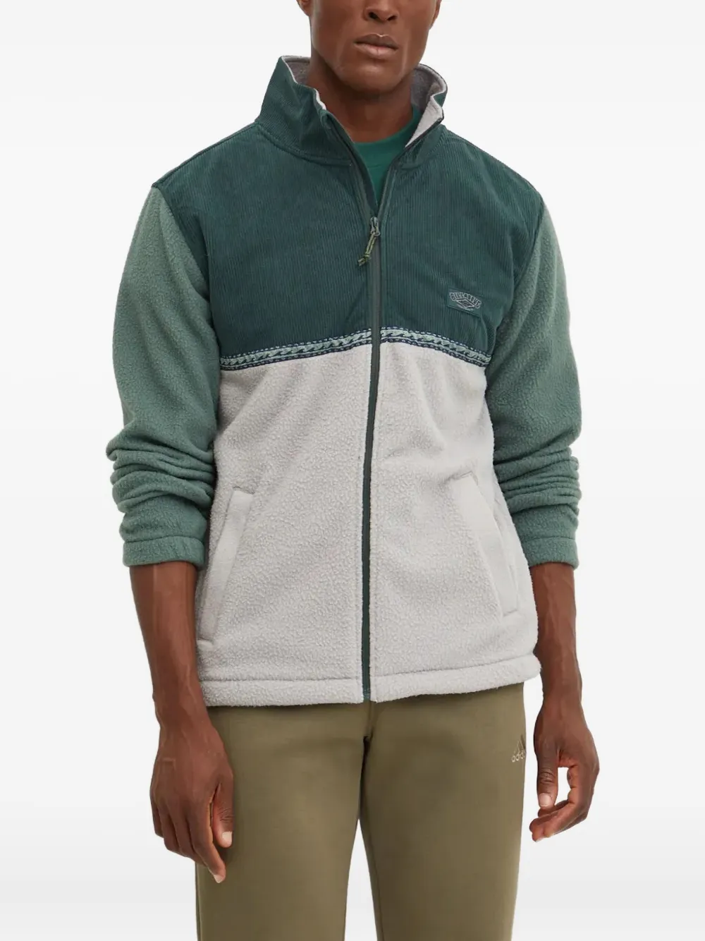 Billabong panelled zip-up sweater | White | Image 1