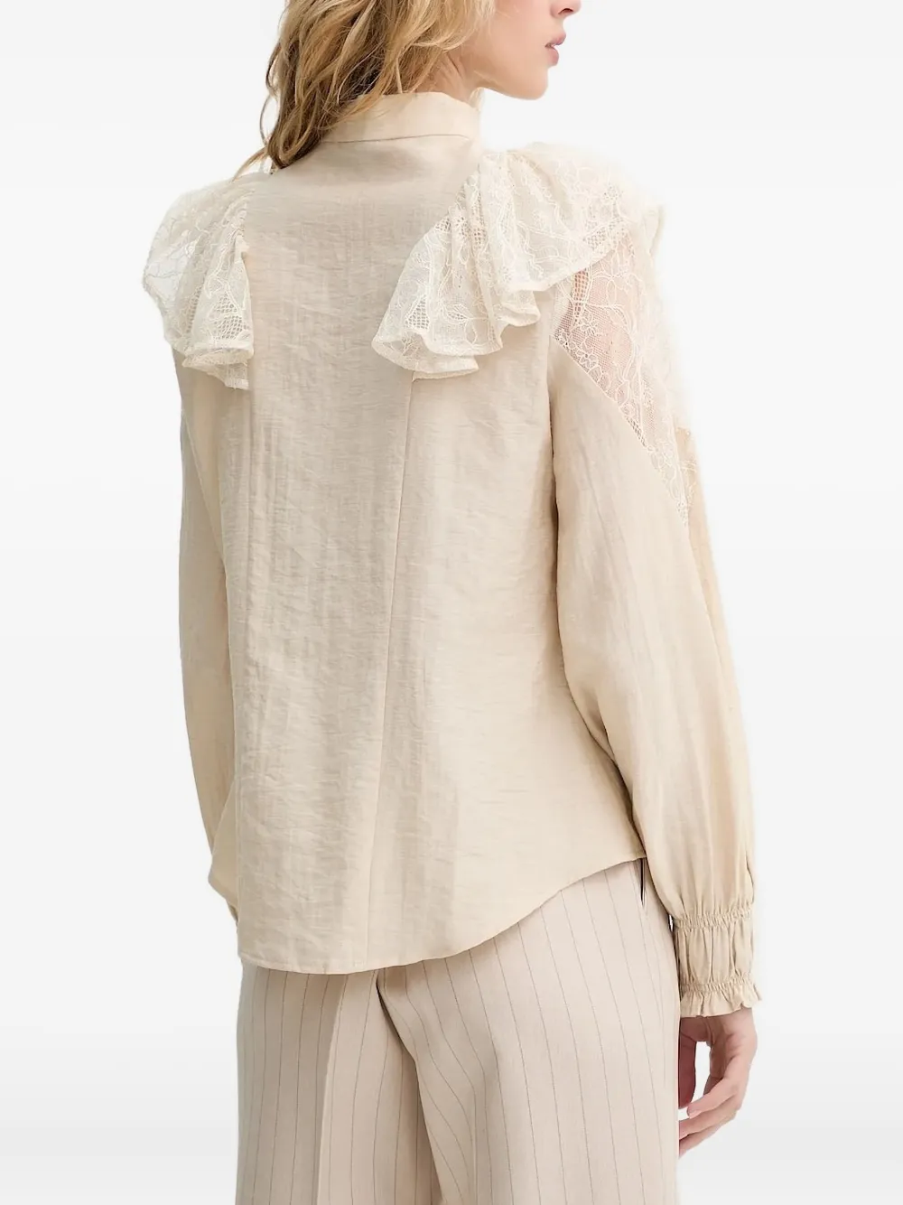 Bruuns Bazaar Lace-trimmed Ruffled Blouse In Neutral