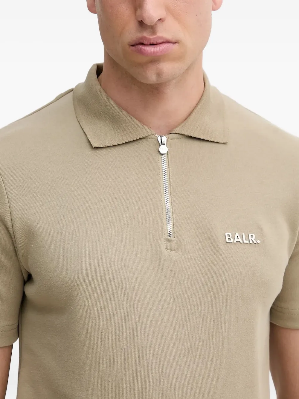 BALR. Poloshirt met hals met rits Groen