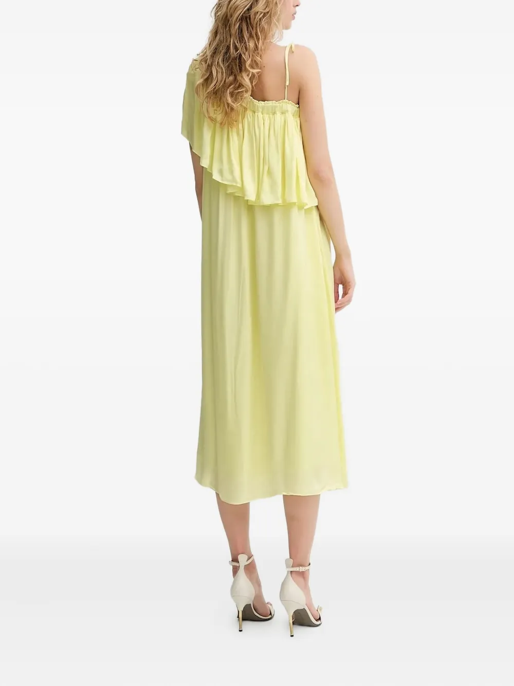 Bruuns Bazaar Ruffle One-shoulder Midi Dress In Green