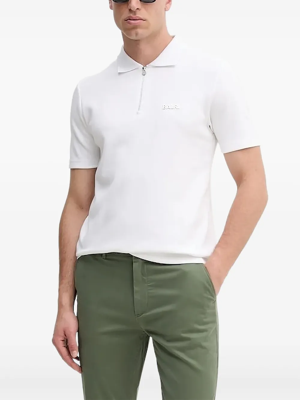 BALR. Q-series zip-neck logo polo shirt | White | Image 1