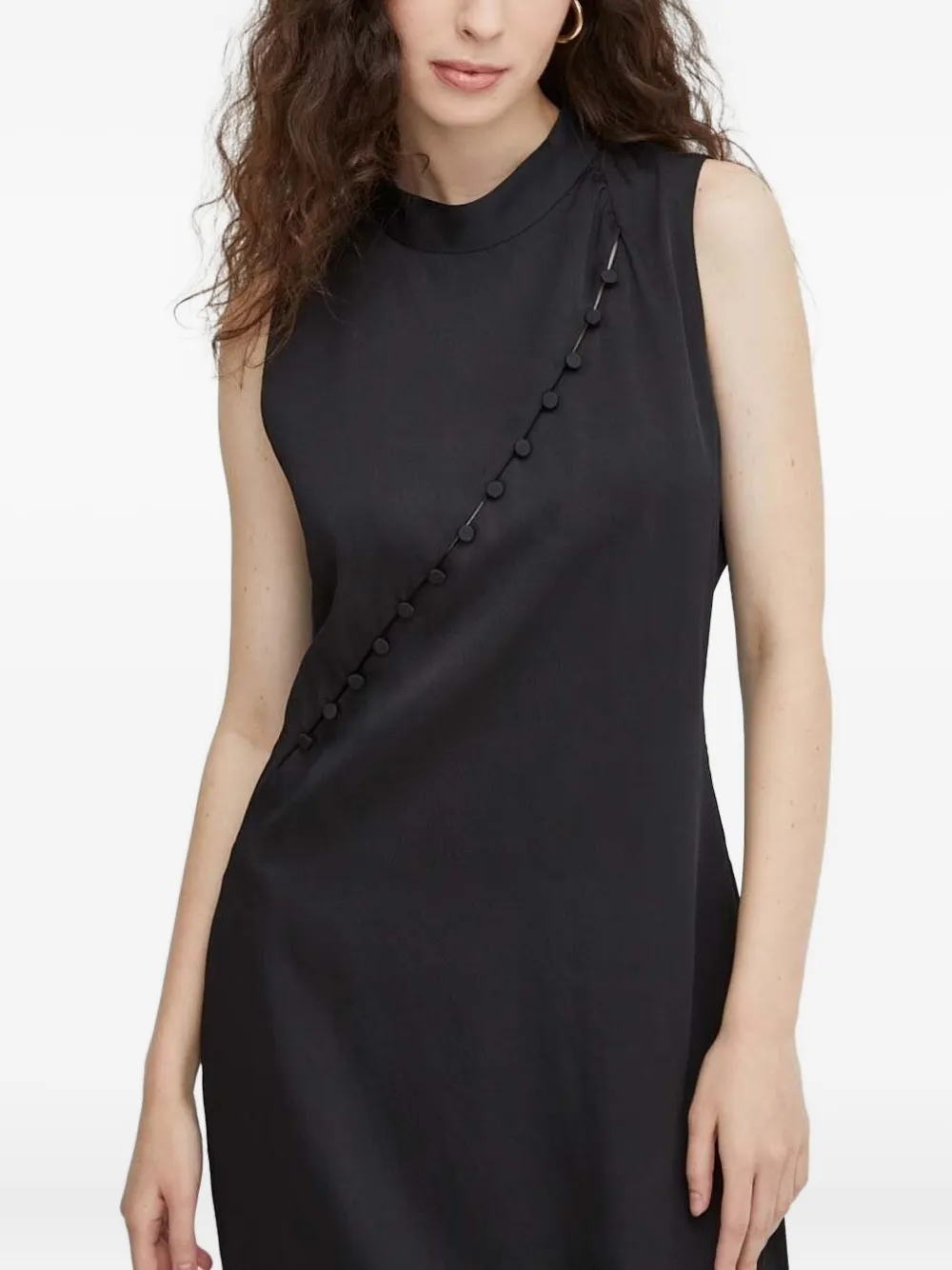 Bruuns Bazaar Asymmetrische jurk met knoopdetail Zwart