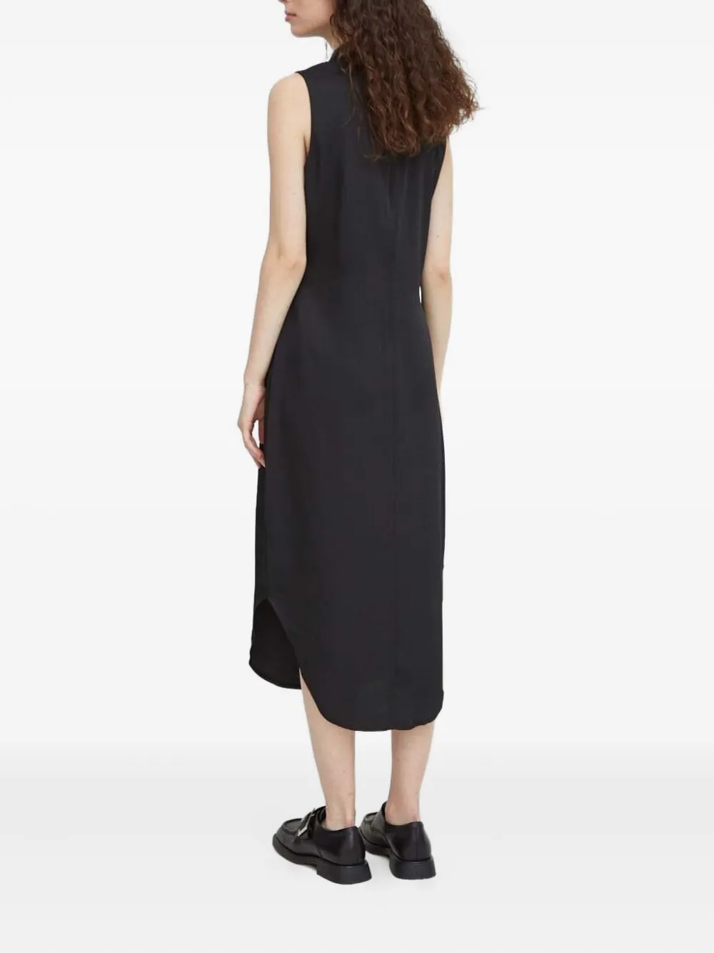 Bruuns Bazaar Asymmetrische jurk met knoopdetail - Zwart