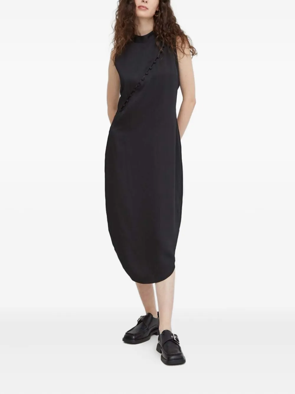 Bruuns Bazaar Asymmetrische jurk met knoopdetail Zwart