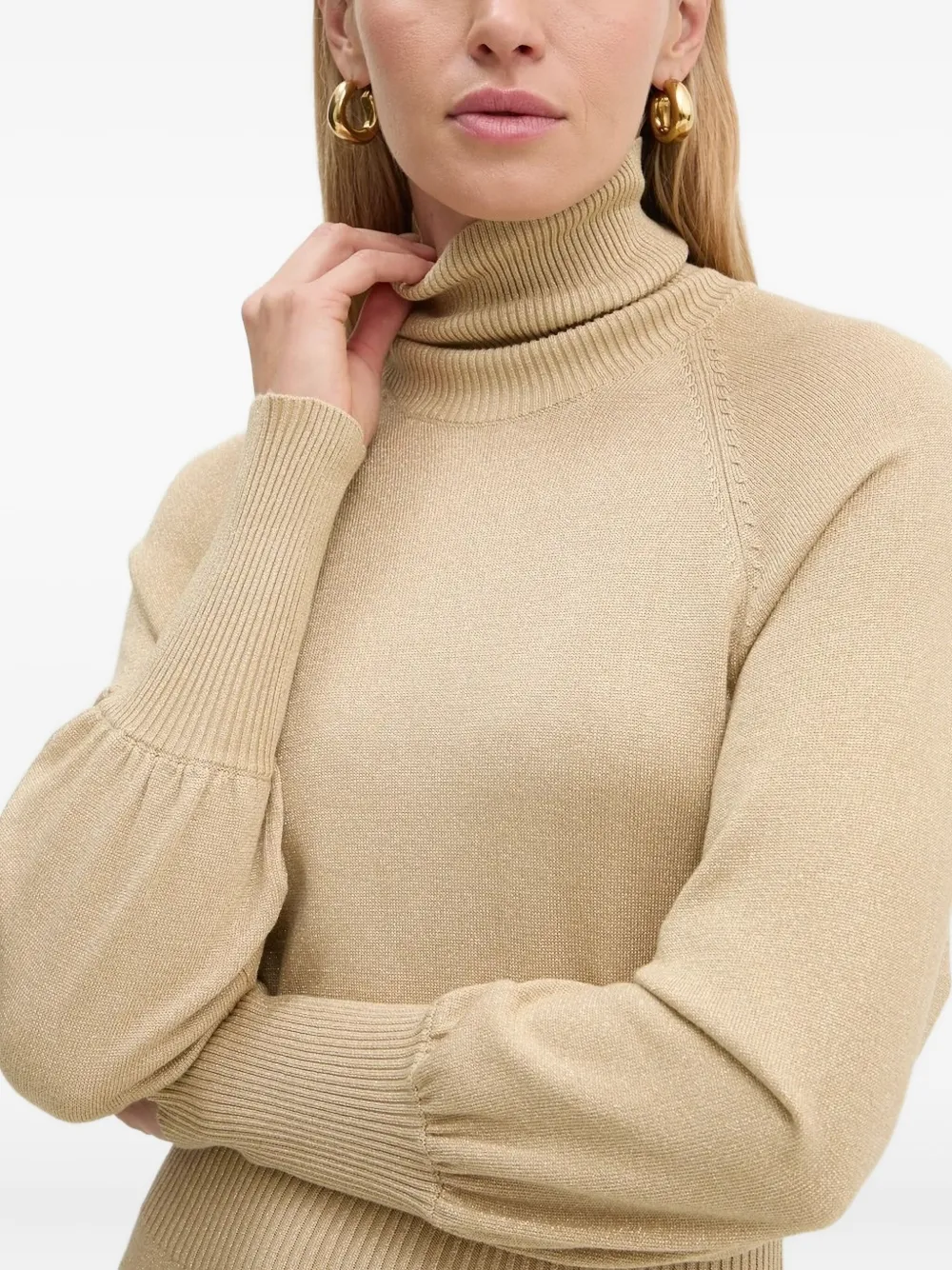 Bruuns Bazaar Turtleneck Long-sleeved Midi Day Dress In Brown