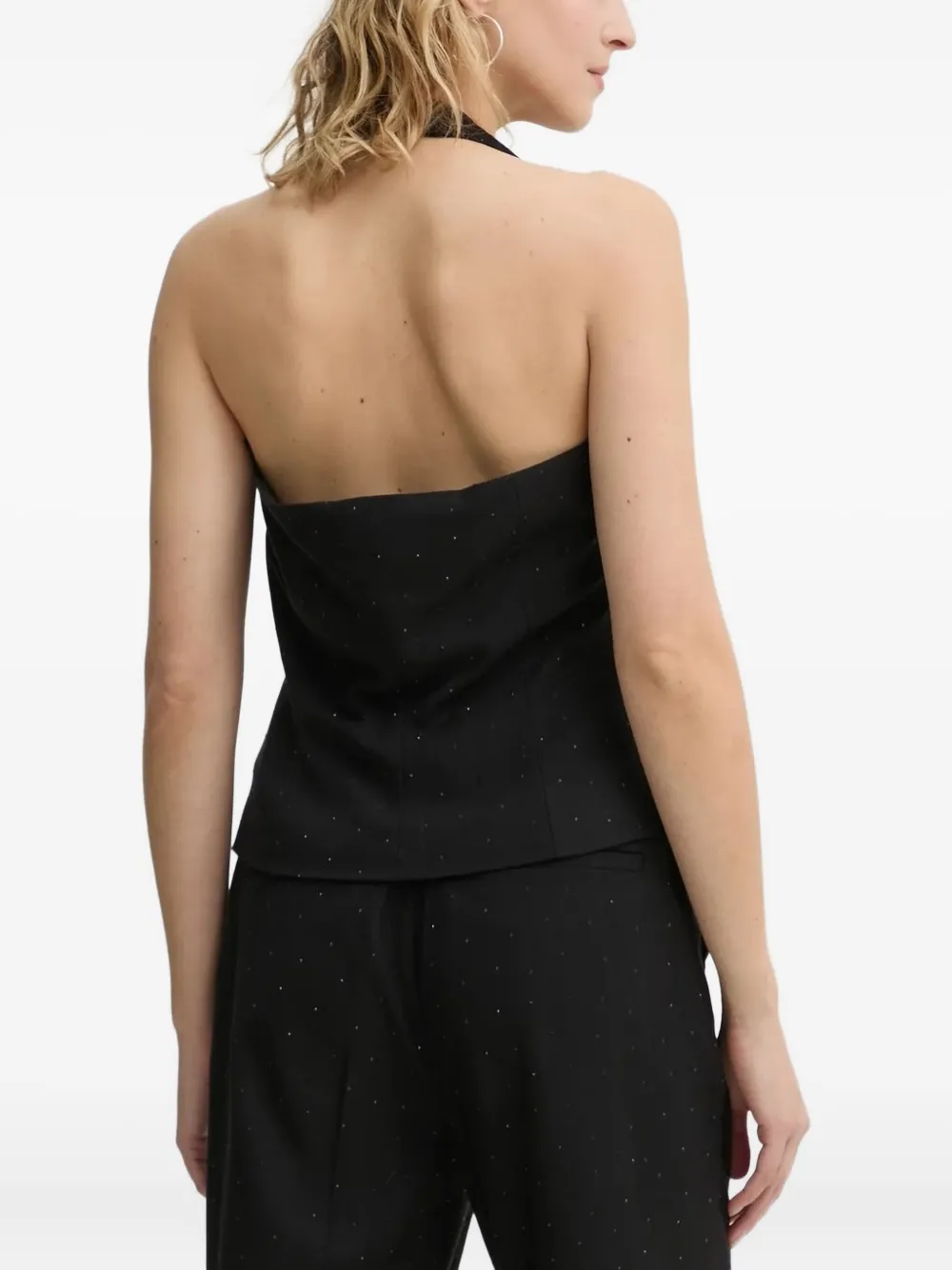 Bruuns Bazaar Corymbiabbbelia Halter-neck Embellished Top In Black