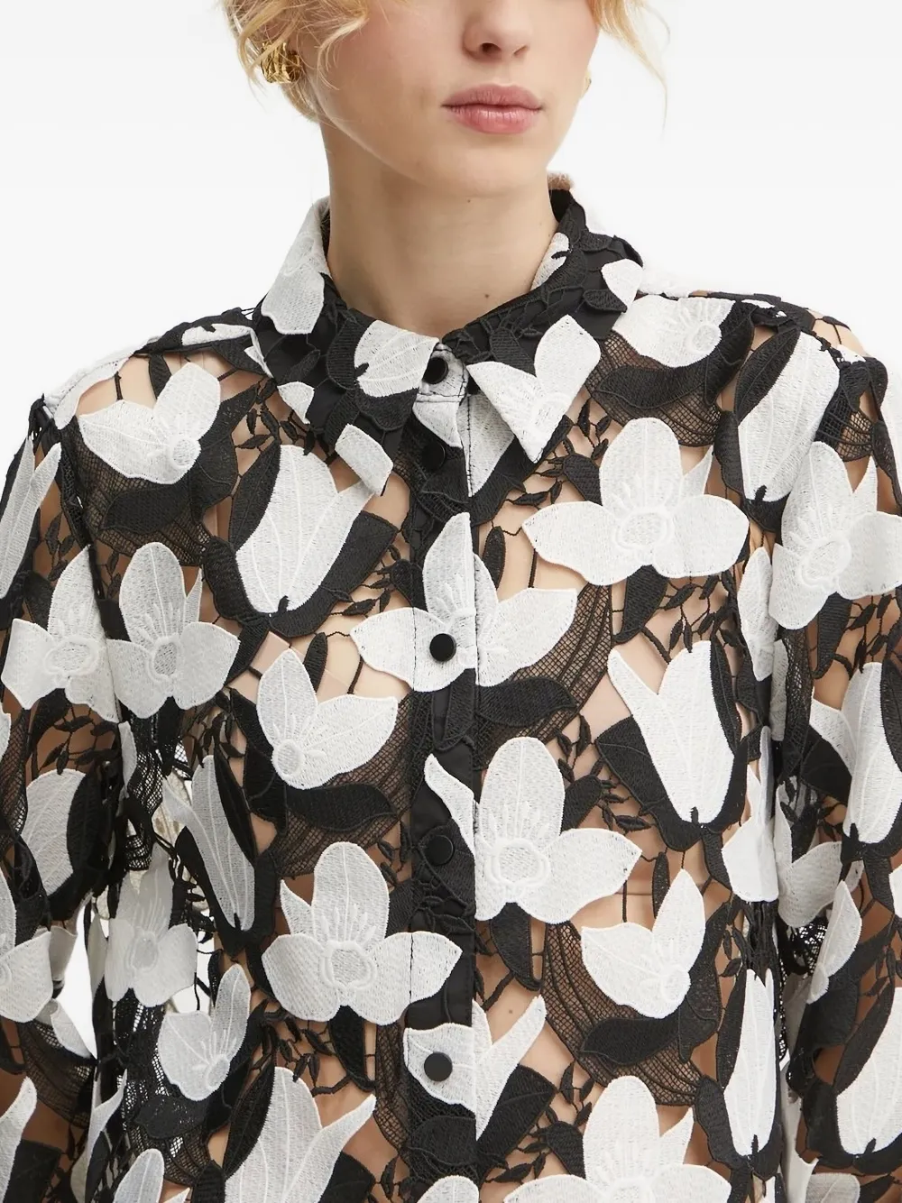 Bruuns Bazaar Floral-lace Shirt In Multi