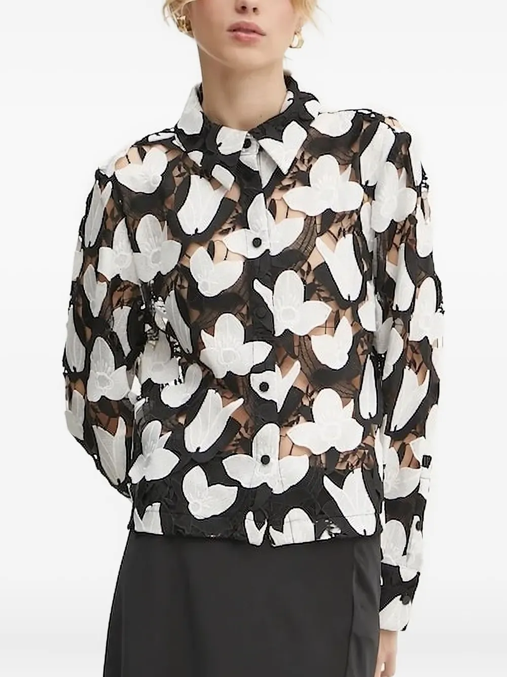 Bruuns Bazaar floral-lace shirt | Black | Image 1
