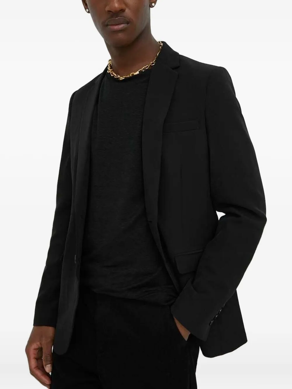 Bruuns Bazaar Buttoned Notched-lapels Blazer In Black