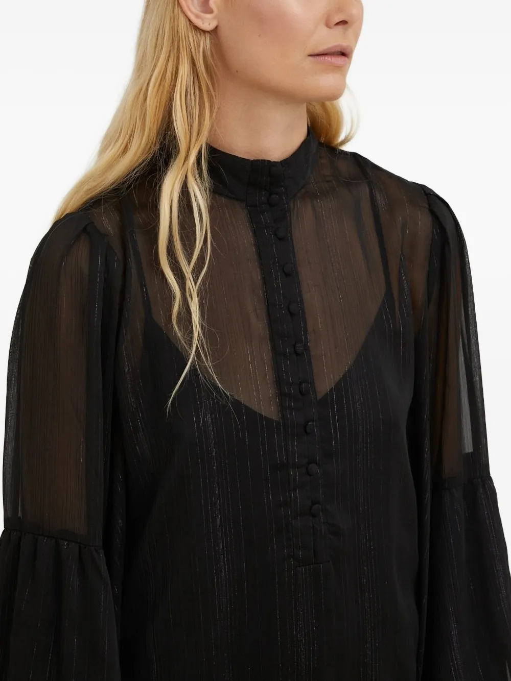 Bruuns Bazaar Metallic-stripe Midi Shirt Dress In Black