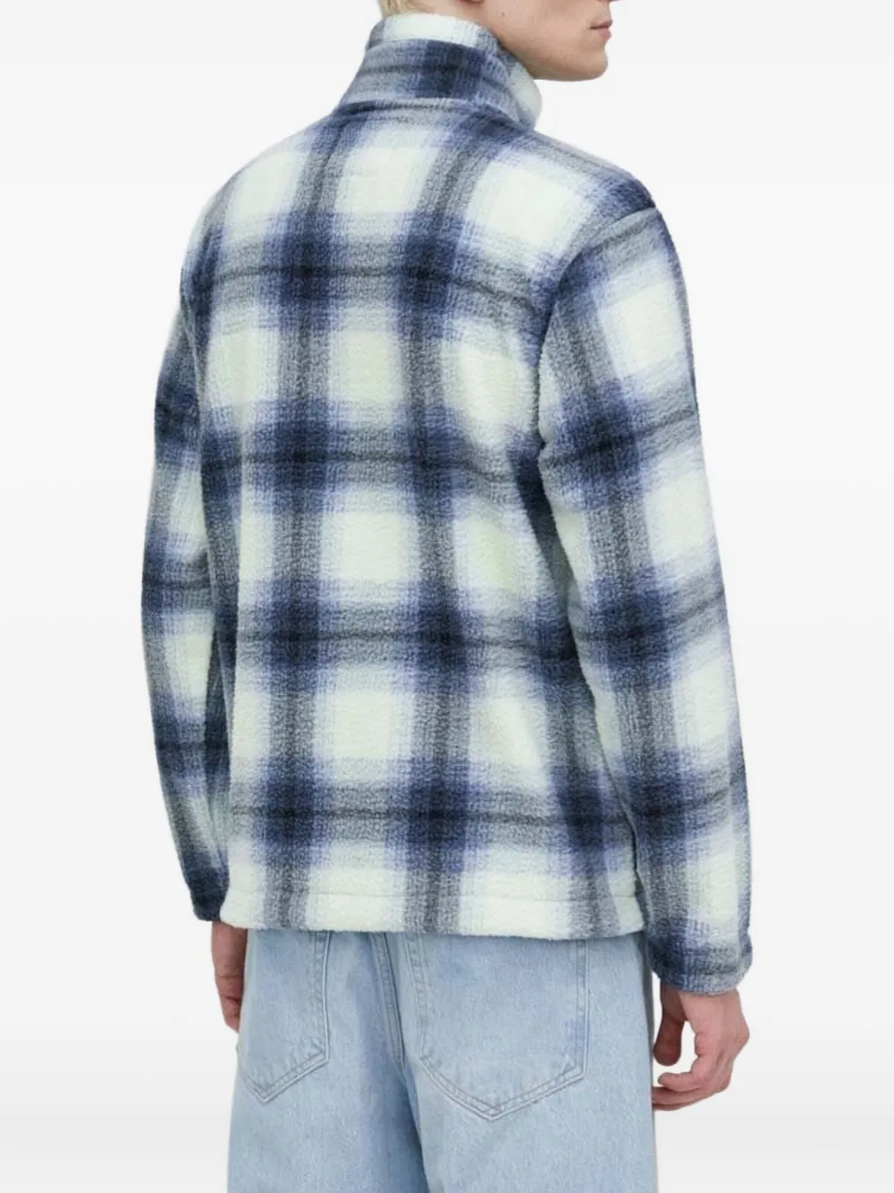 Billabong Geruite fleece sweater met halve rits - Blauw