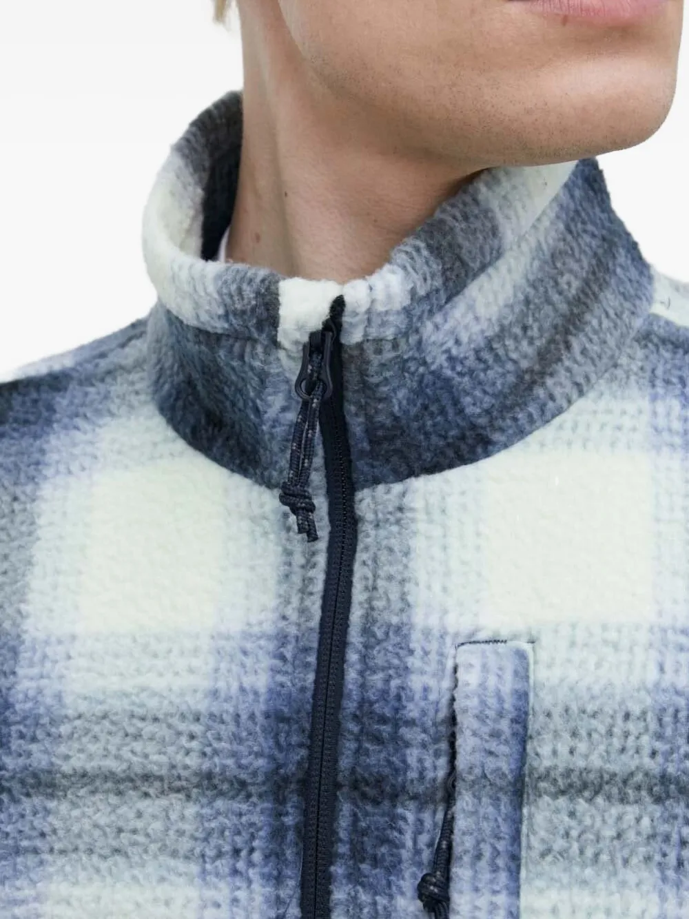 Billabong Geruite fleece sweater met halve rits Blauw