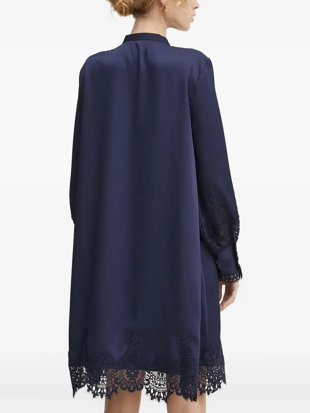 Bruuns Bazaar lace-trimmed button-cuff midi dress - Blauw