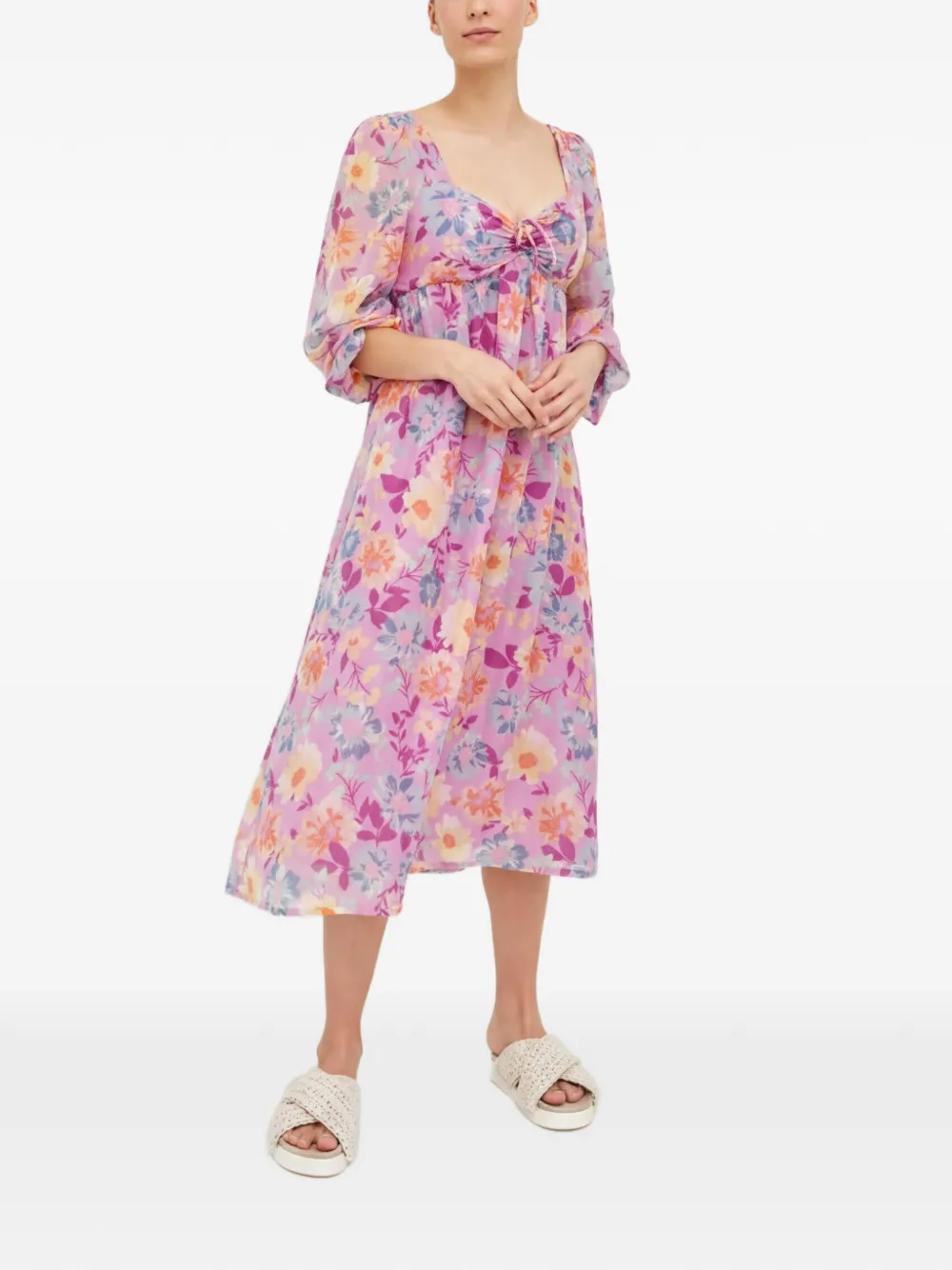 Billabong Abito midi Paradise Love Salty Blonde a fiori - Rosa