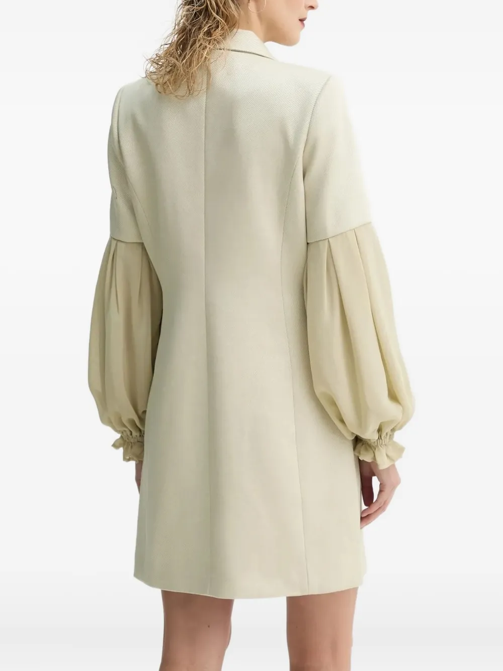Bruuns Bazaar Trudy Double-breasted Balloon-sleeve Mini Dress In Neutral