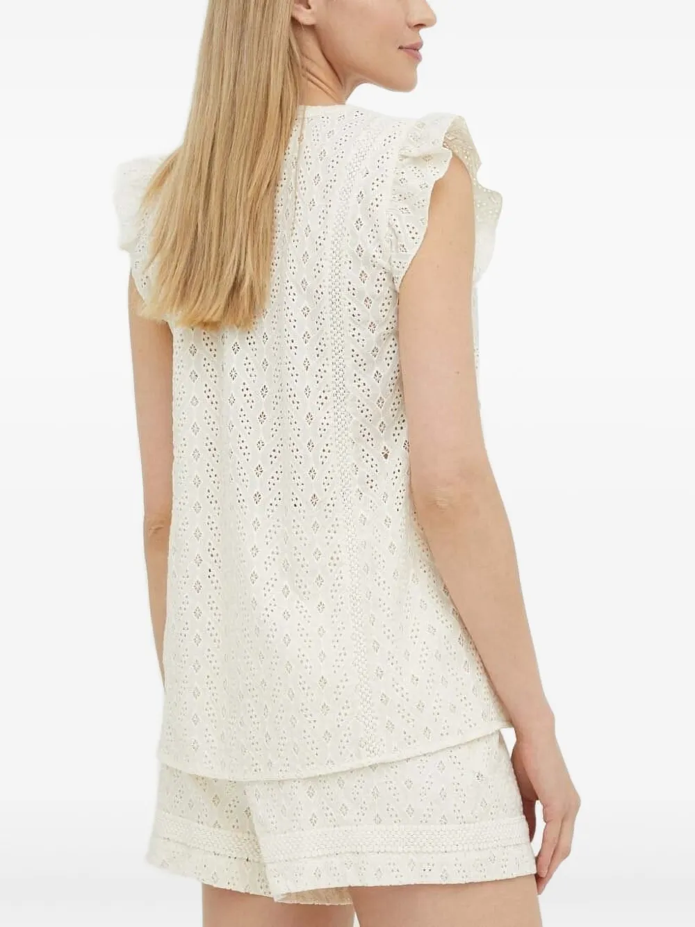Bruuns Bazaar eyelet ruffled shirt - Wit