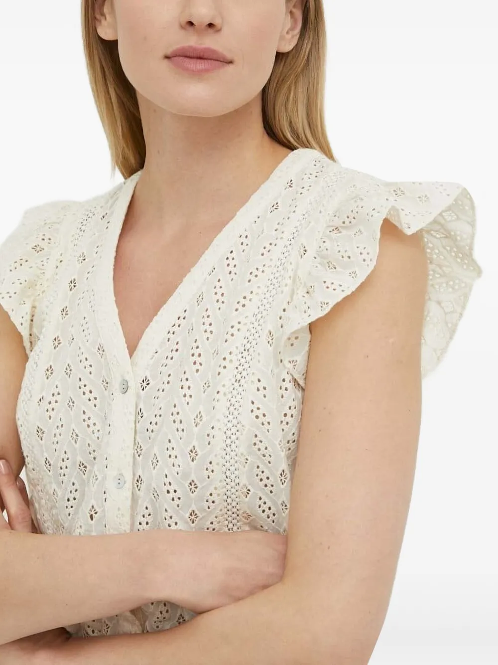 Bruuns Bazaar Blouse met ruches en ringlets Wit