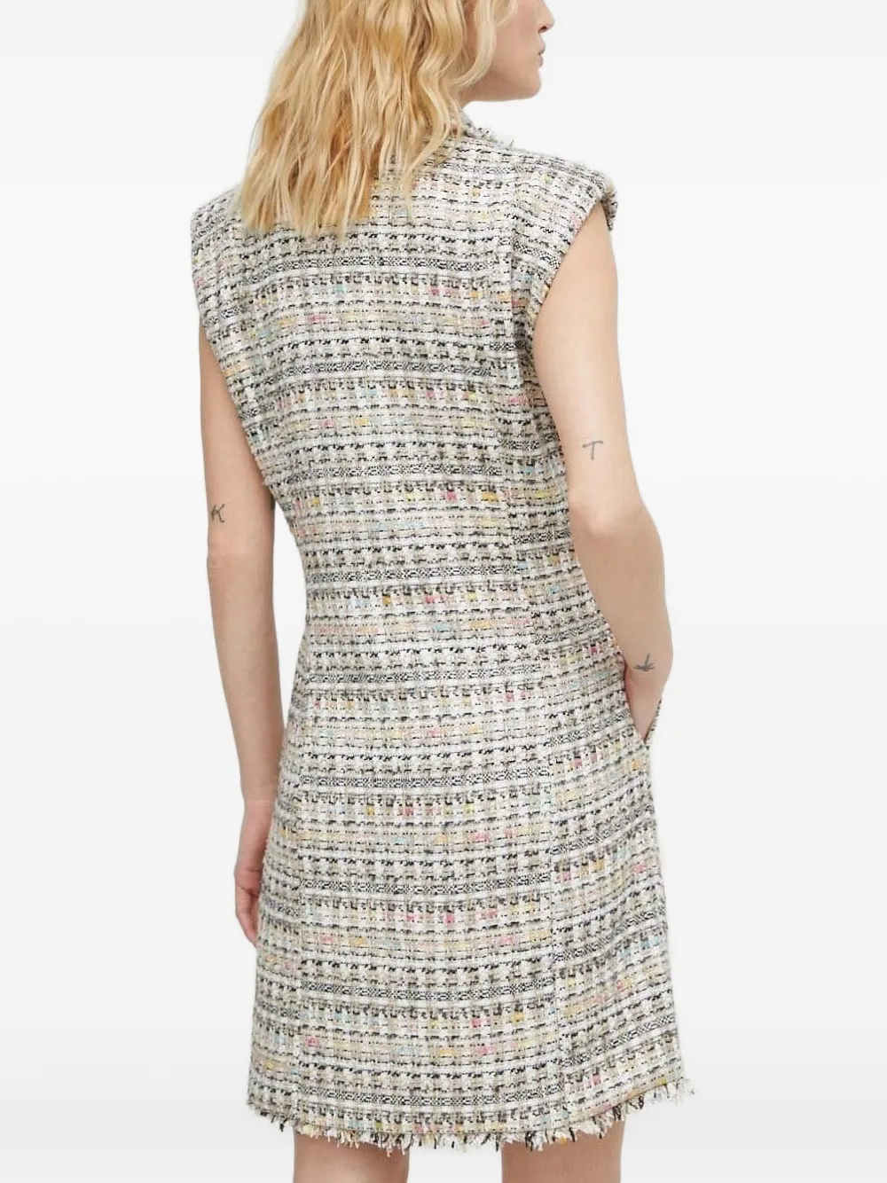 Bruuns Bazaar Tweed mouwloze shiftjurk - Beige