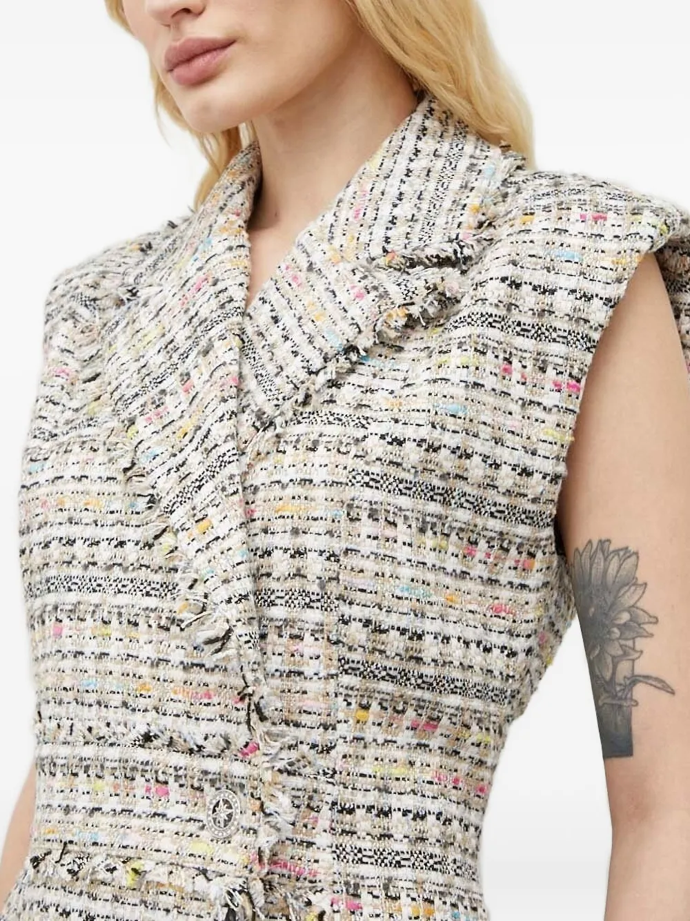 Bruuns Bazaar Tweed mouwloze shiftjurk Beige