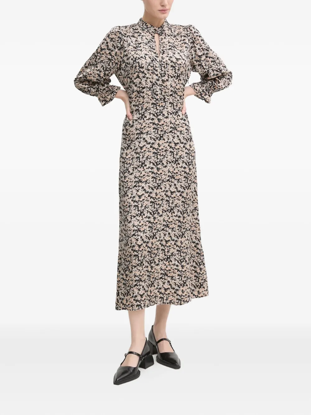 Bruuns Bazaar Midi-jurk met bloemenprint - Bruin