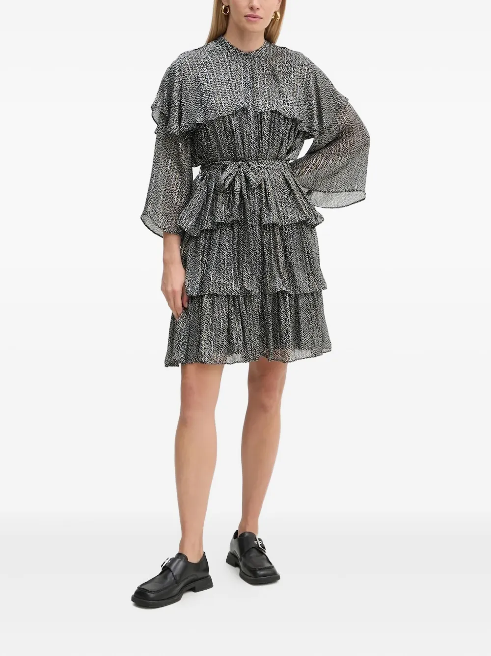 Bruuns Bazaar pleated ruffled mini dress | Black | Image 1