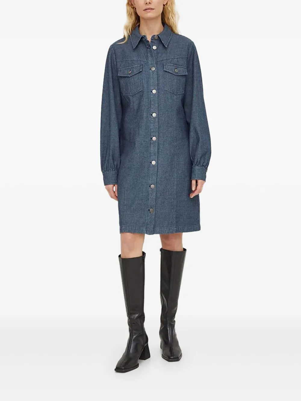 Bruuns Bazaar collared mini shirt dress | Blue | Image 1