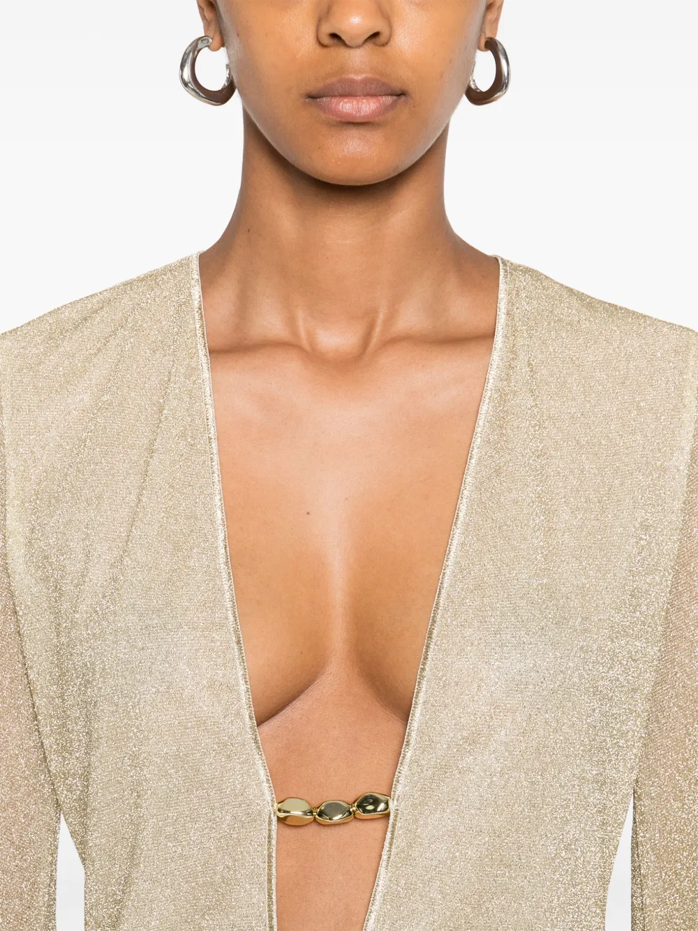 Oséree chain-embellished plunge-neck mini dress Goud
