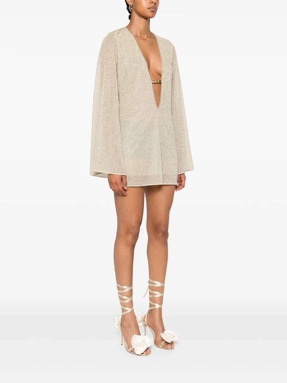 Oséree chain-embellished plunge-neck mini dress Goud