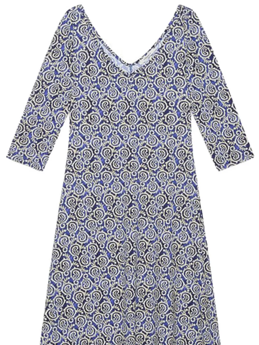 MALIPARMI Jurk met cropped mouwen en grafische print - Blauw