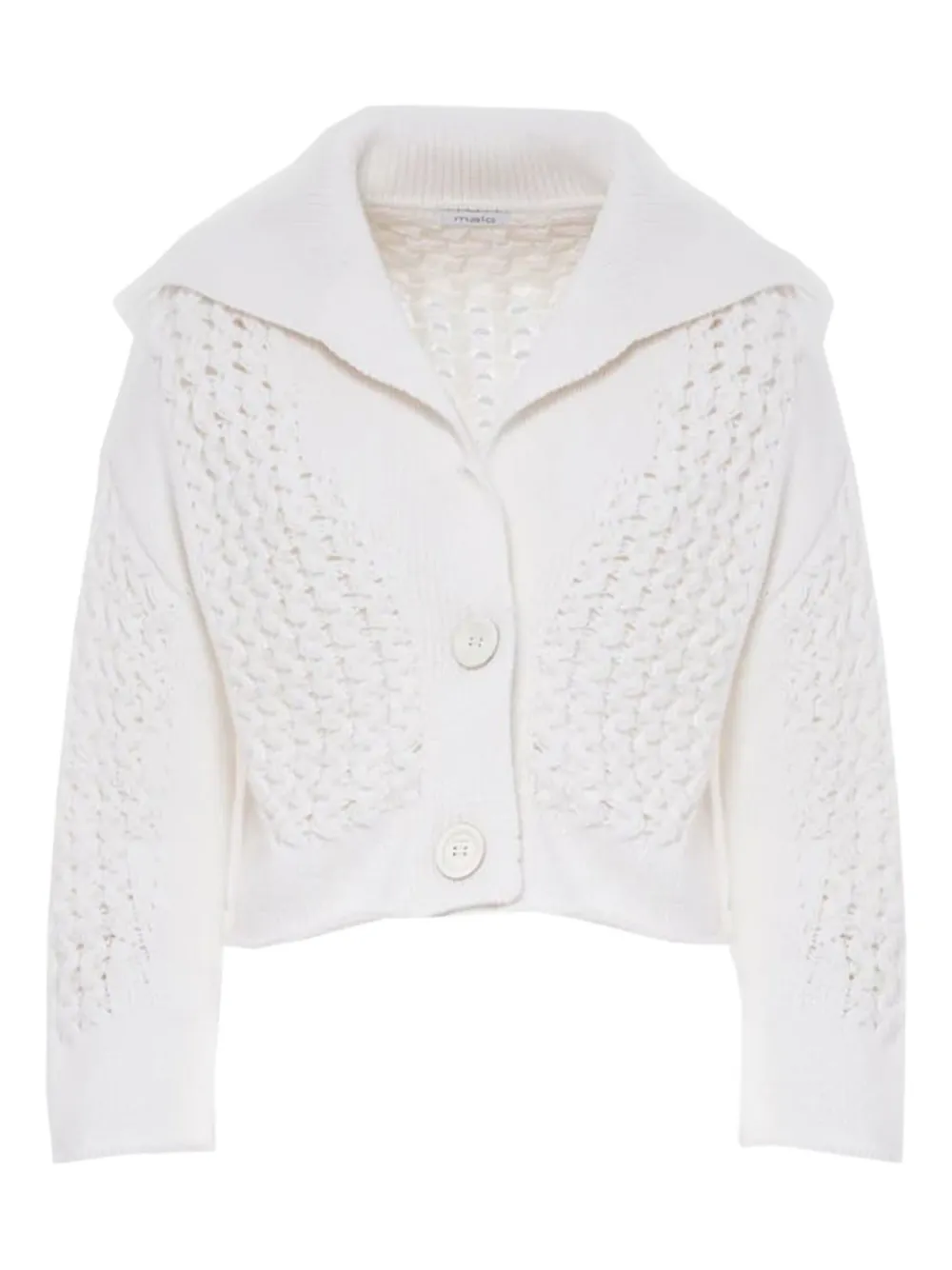 Malo Opengebreid vest Wit