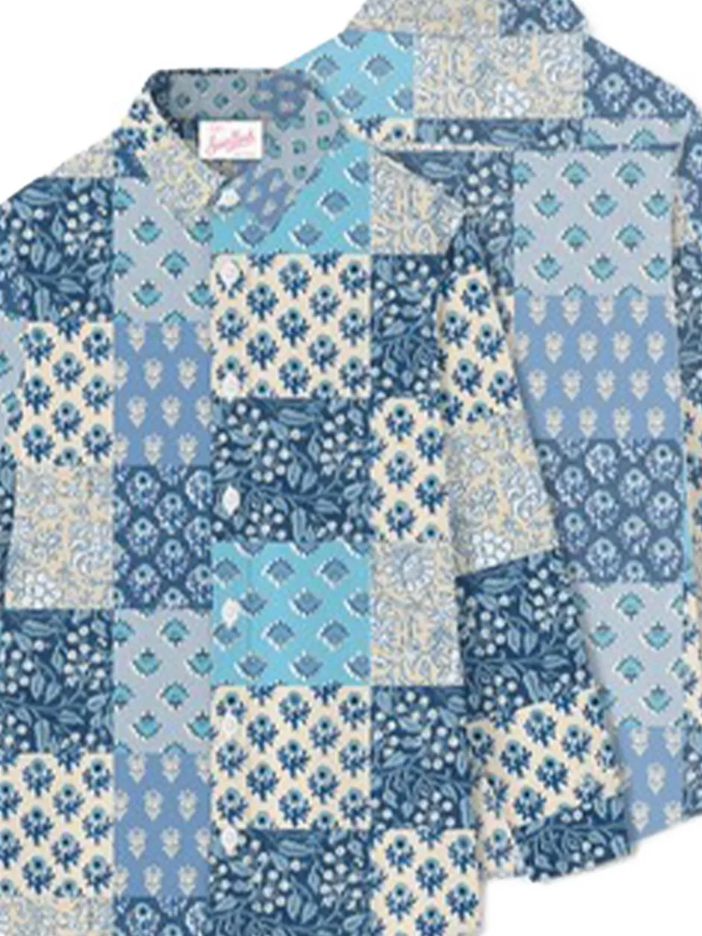 MC2 Saint Barth Brigitte blouse met patchwork en bloemen Blauw