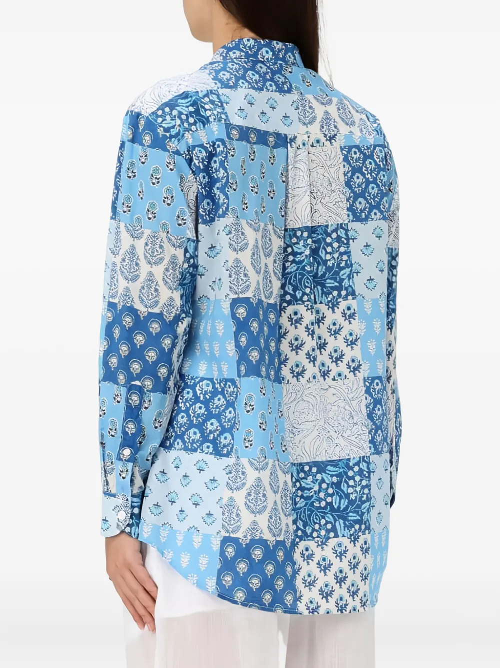 MC2 Saint Barth Brigitte blouse met patchwork en bloemen - Blauw