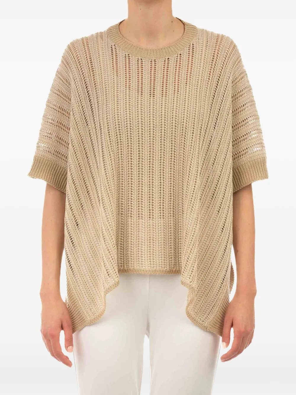 Le Tricot Perugia Opengebreide top Beige