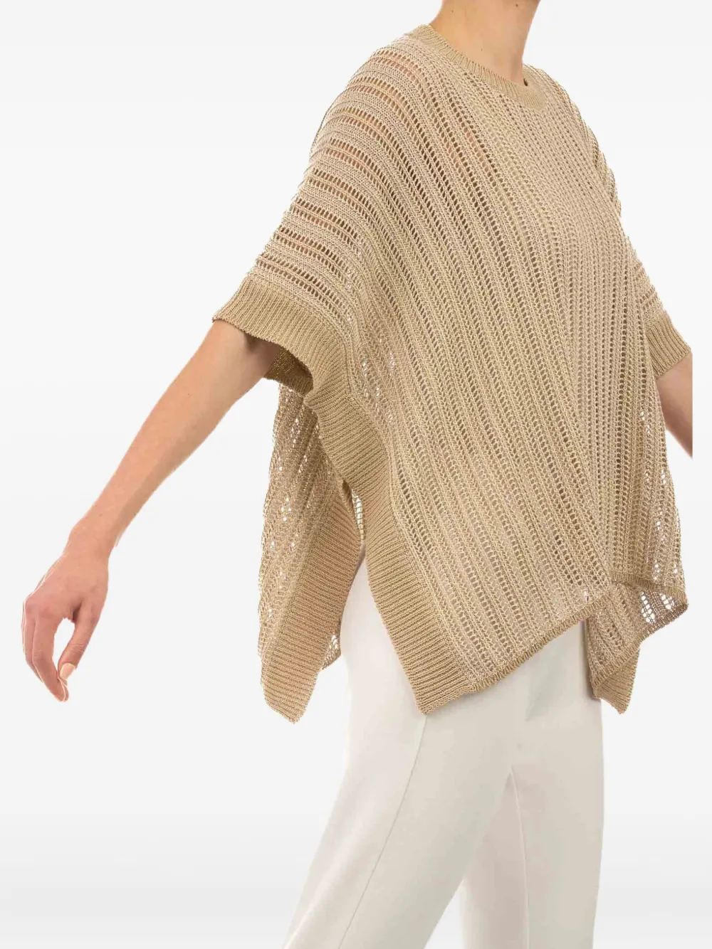 Le Tricot Perugia Opengebreide top Beige