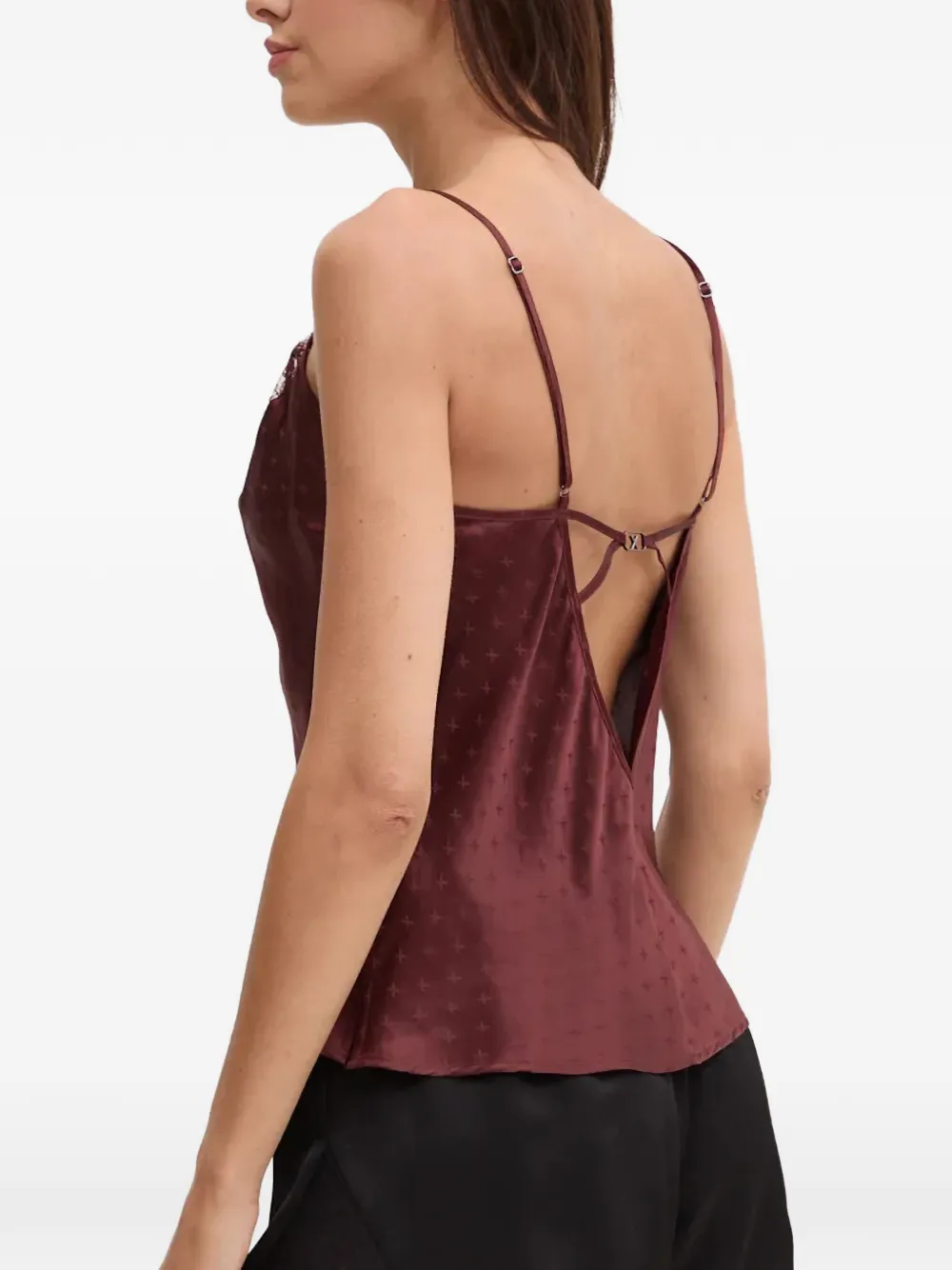 Chantelle Pyjamatop met V-hals en kant Bruin