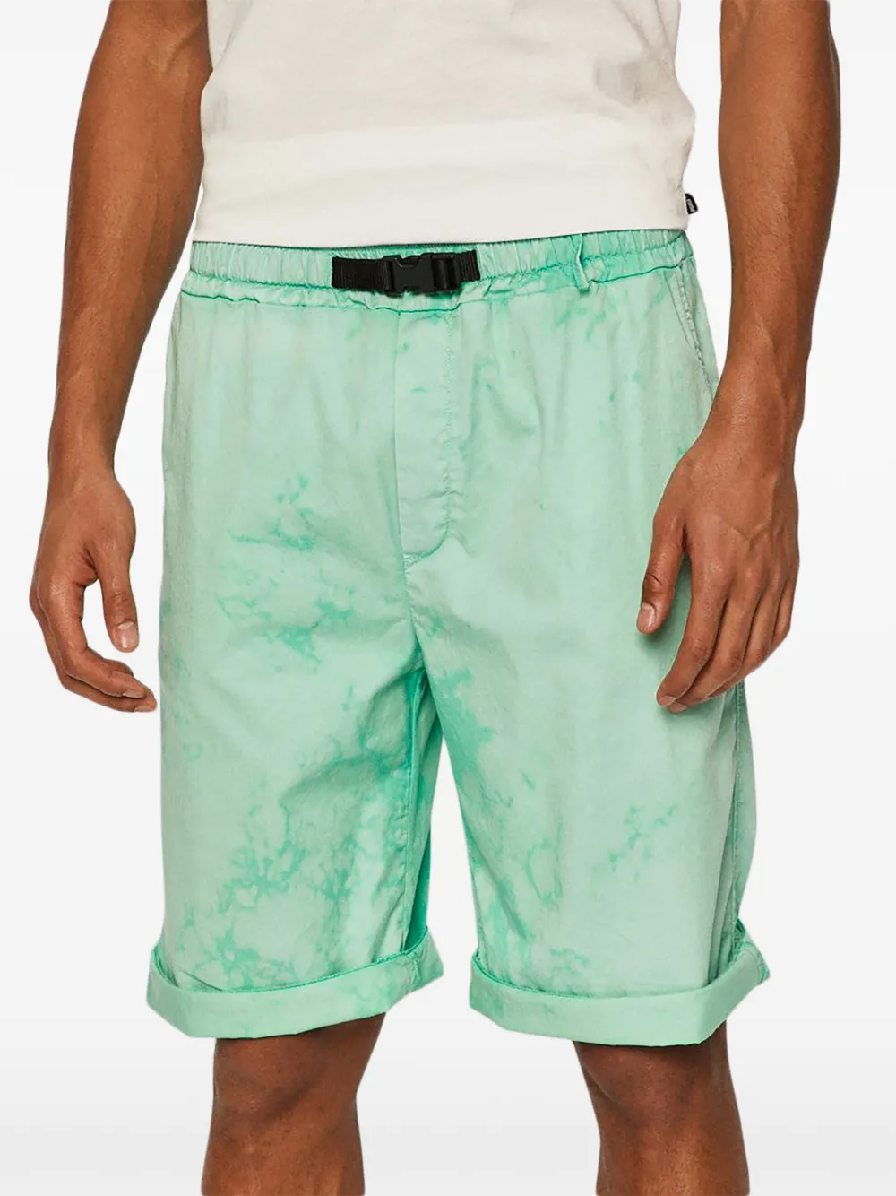 Caterpillar Shorts met elastische tailleband en gespdetail - Groen