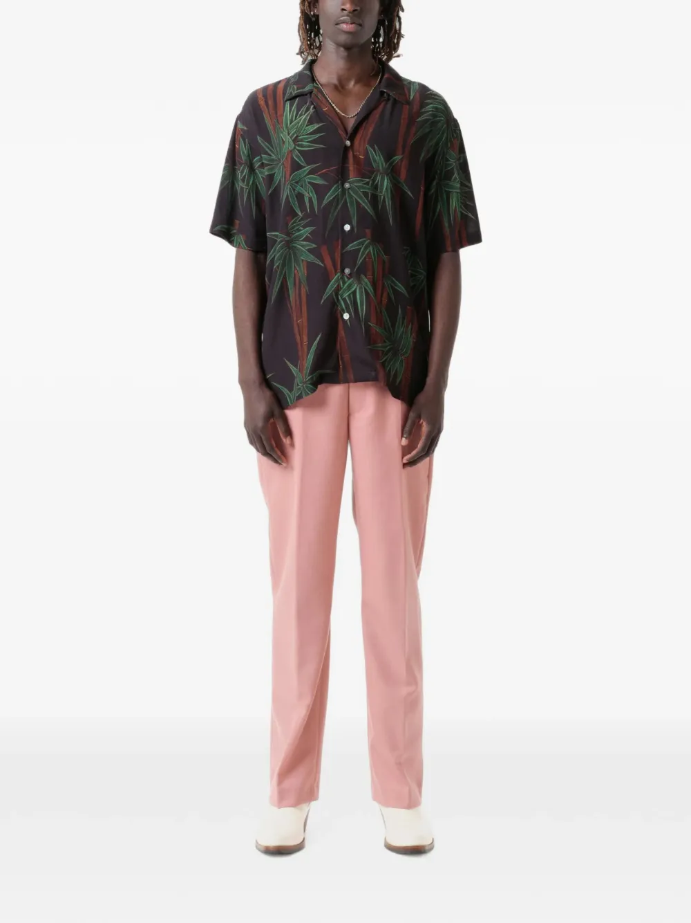 Endless Joy Overhemd met bamboe print Zwart