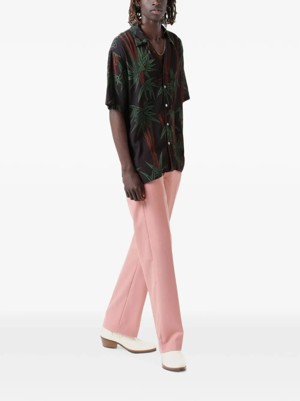 Endless Joy Overhemd met bamboe print Zwart